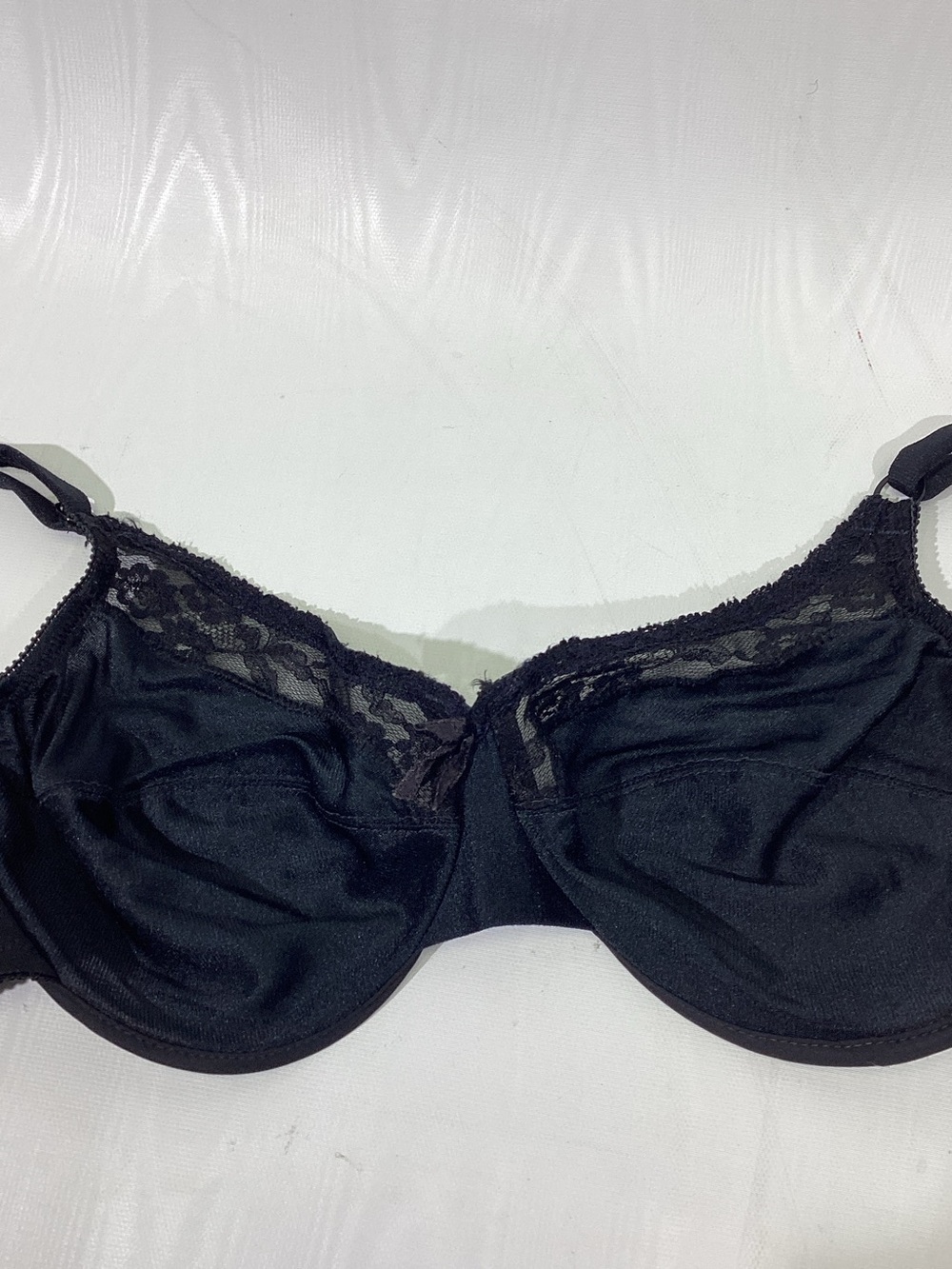 Vintage Warners No Exaggeration Minimizer Bra Black Shiny Style 1256